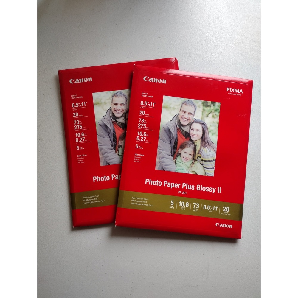 Canon‎ Photo Paper Plus Glossy II 8.5x11 PP-201 20 Sheets 2 Pack 40 Total NEW